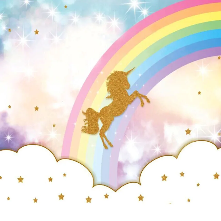 Виниловый фон для студийной фотосъемки с изображением облаков радуги неба монет