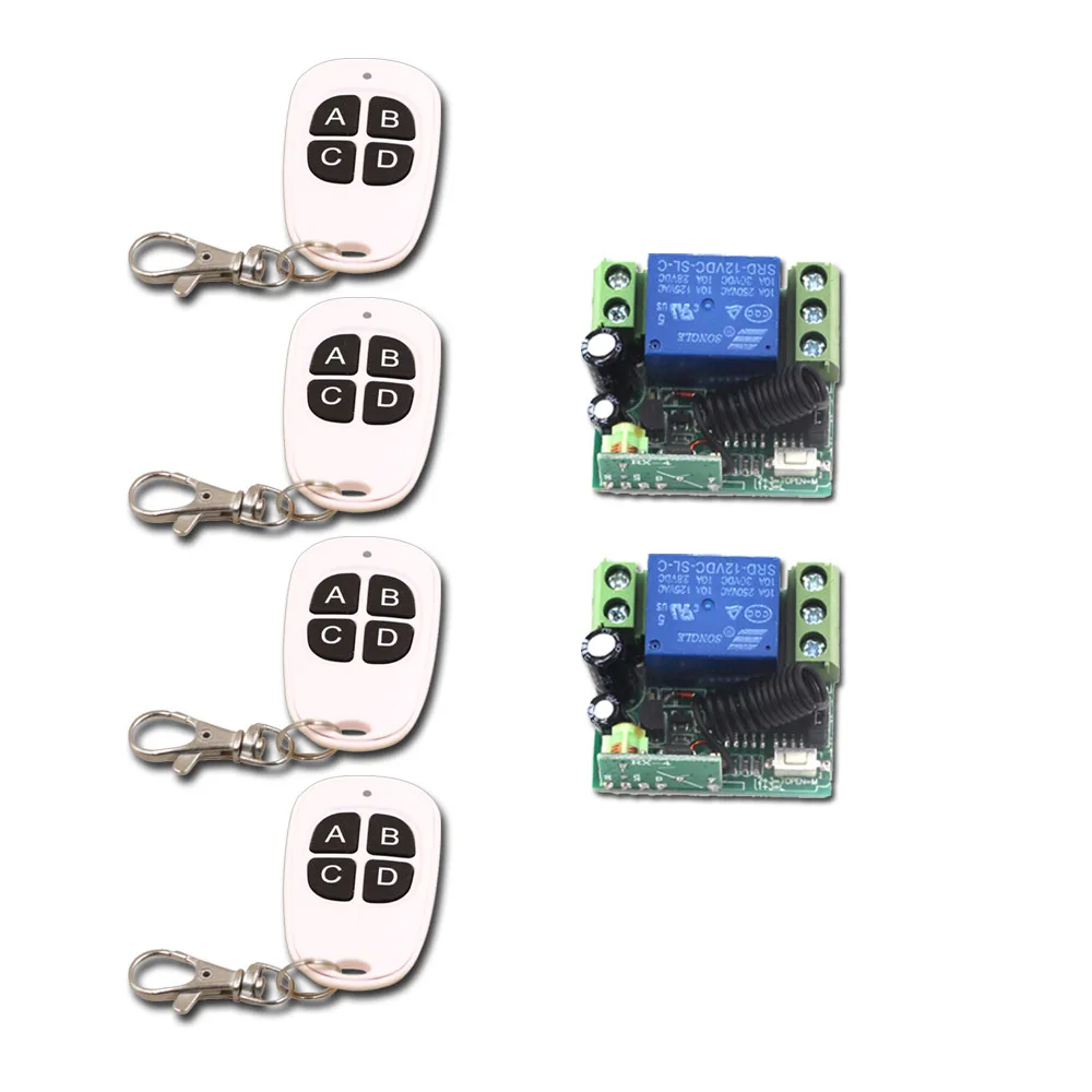 Беспроводная система дистанционного управления 12 В 1 канал 4 передатчика и 2