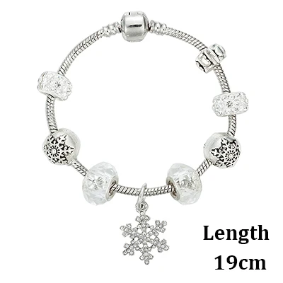 chain length 19cm VIOVIA, очаровательный браслет со снежинками, супер стиль, для женщин, сделай сам, Кристальные бусины, подходят для браслетов и браслетов, ювелирные изделия, рождественский подарок B16115 - Окраска металла: chain length 19cm