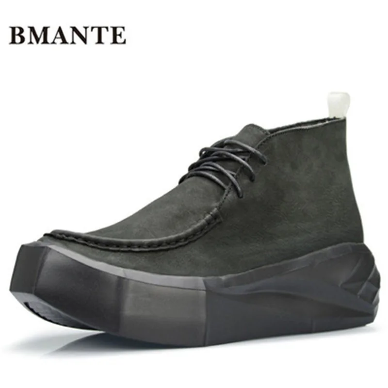 Bmante Men Shoes Height Increasing Flatform Genuine Leather Autumn Luxury Trainers Casual Male Sneakers Gothic Dark Owen |