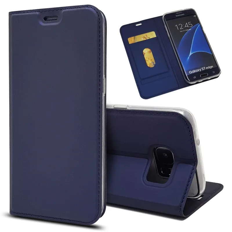 Coque для Samsung Galaxy S7 край Случаи кожаный чехол Стенд бумажник мобильного телефона
