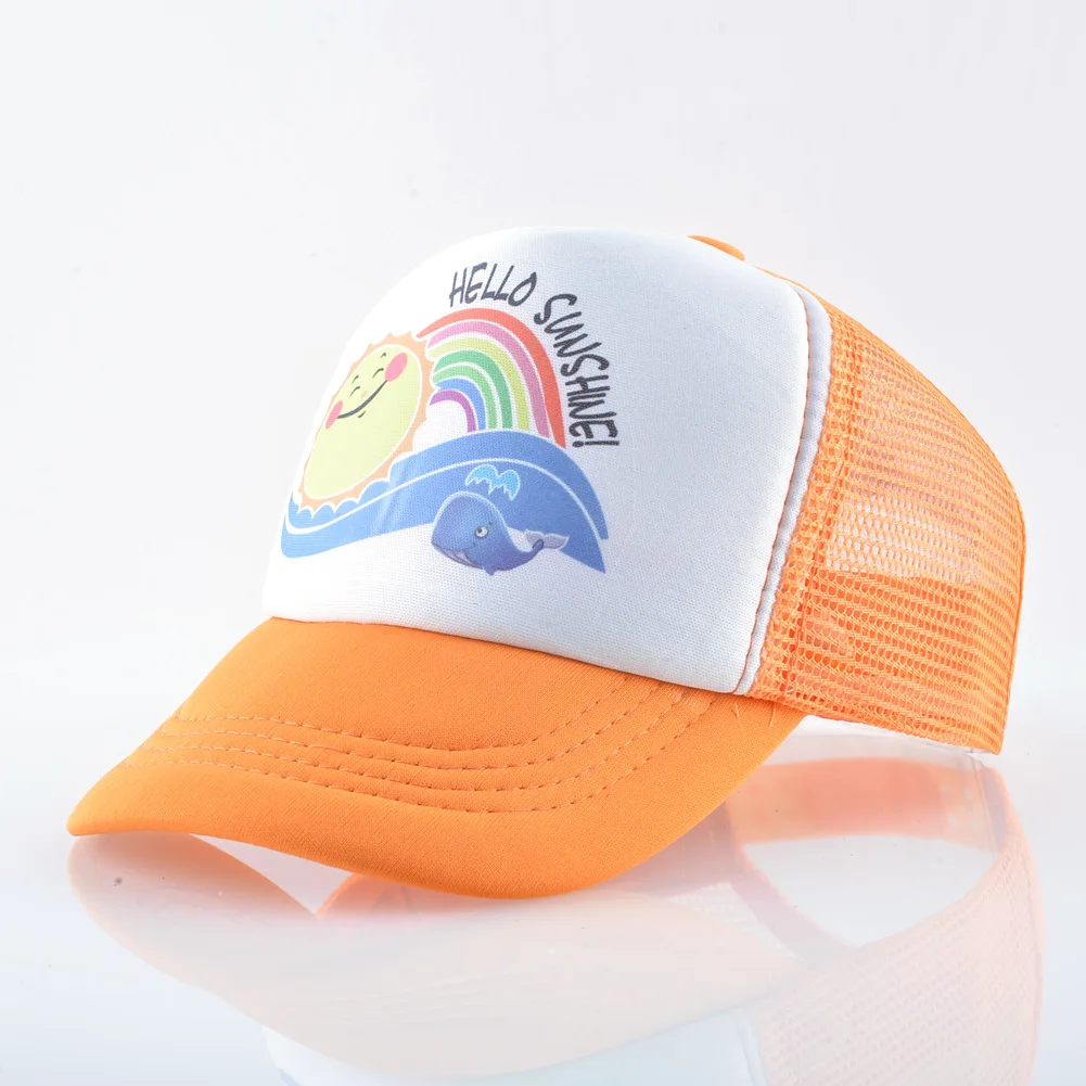 sunshine orange Hello Sunshine/Детская кепка, Детская летняя кепка-бейсболка, сетчатая Кепка для девочек, Кепка от солнца для мальчиков ясельного возраста - Цвет: sunshine orange