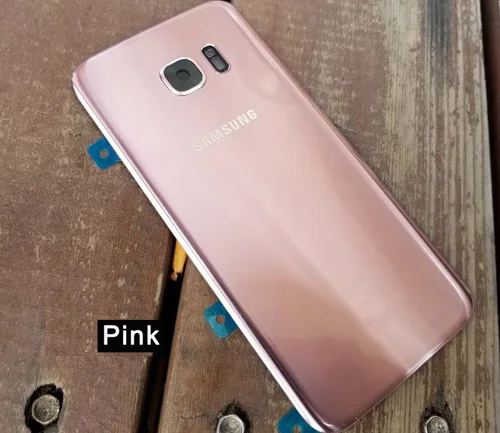 Pink Samsung оригинальная задняя крышка батарейного отсека стеклянная крышка для samsung GALAXY S7 Edge G9350 S7 G9300 G9308 задняя защитная крышка корпуса - Цвет: Pink