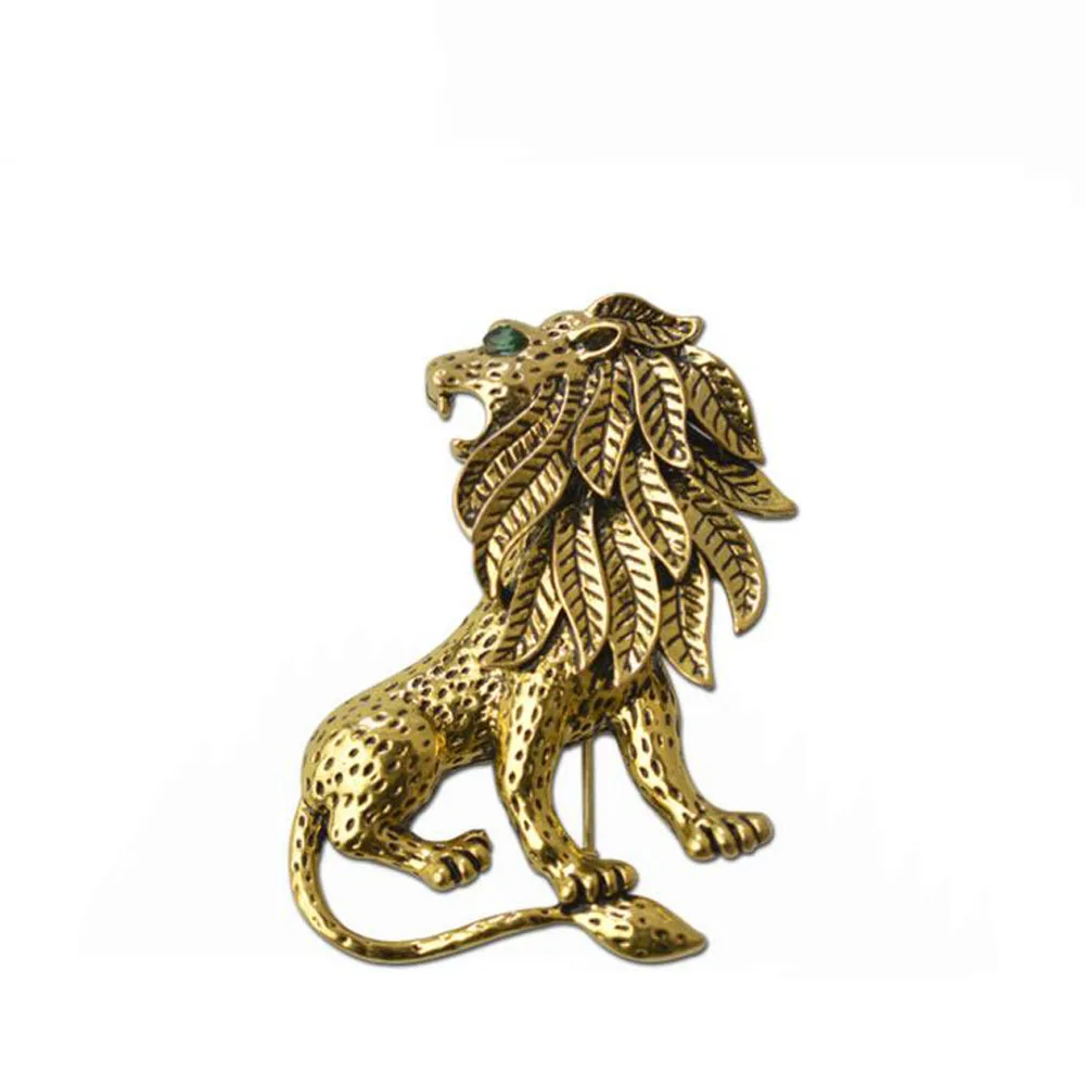 B043 Металла Лев Винтаж Для мужчин Ювелирное Украшение брошь в виде булавки