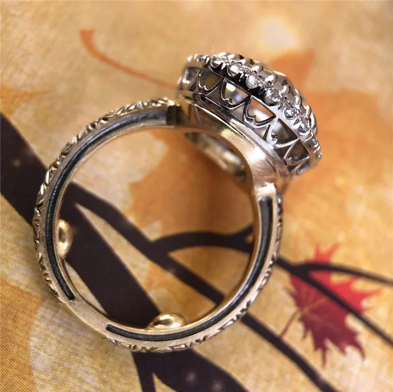 Роскошное большое кольцо с кристаллом циркония для мужчин и женщин обручальное