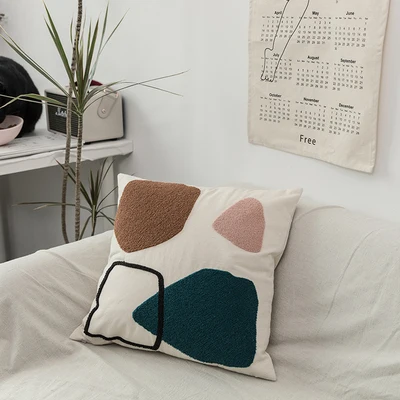 C Корейский наволочка милые 3D декоративная наволочка Кот Цветочный геометрической вышивкой Наволочки для дом гостиница офис размером 45*45 см - Цвет: C