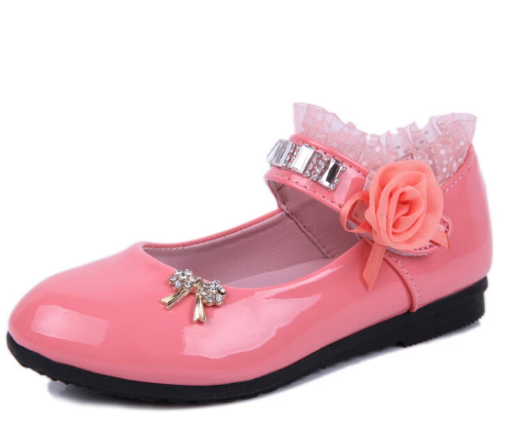 Туфли принцессы из лакированной кожи со стразами для девочек модные свадебные