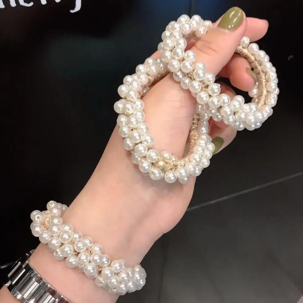 

New Korean Elegant Women Pearl Beads Elastic Rubber Hair Bands High Quality Hair Rope Scrunchies Hair Accessories Dropshipping