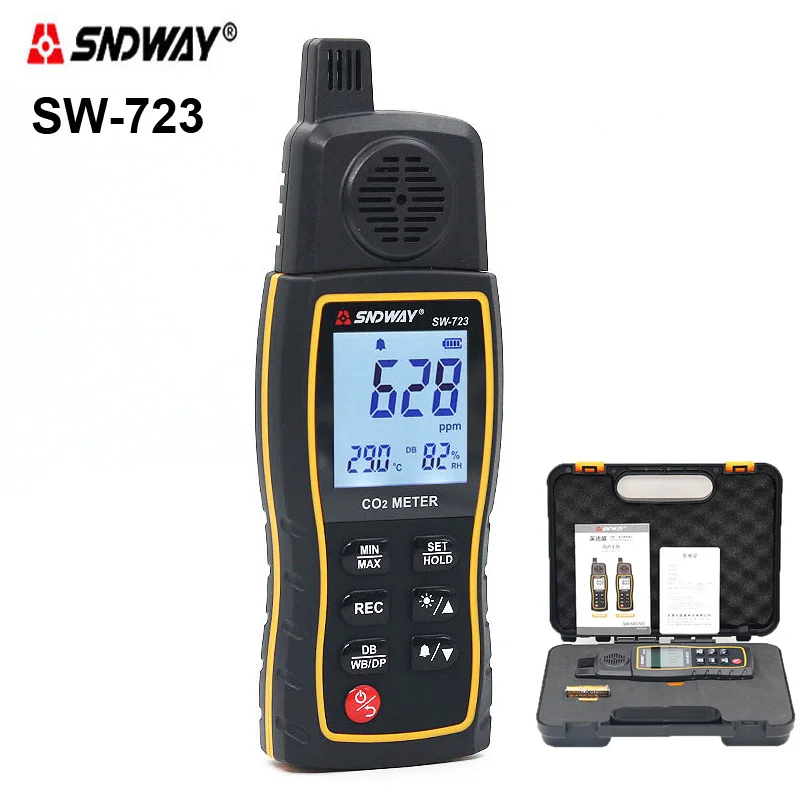 SNDWAY SW723 портативный Co2 ppm метров детектор углекислого газа Co2 Монитор воздуха анализатор нескольких газов 0-9999ppm