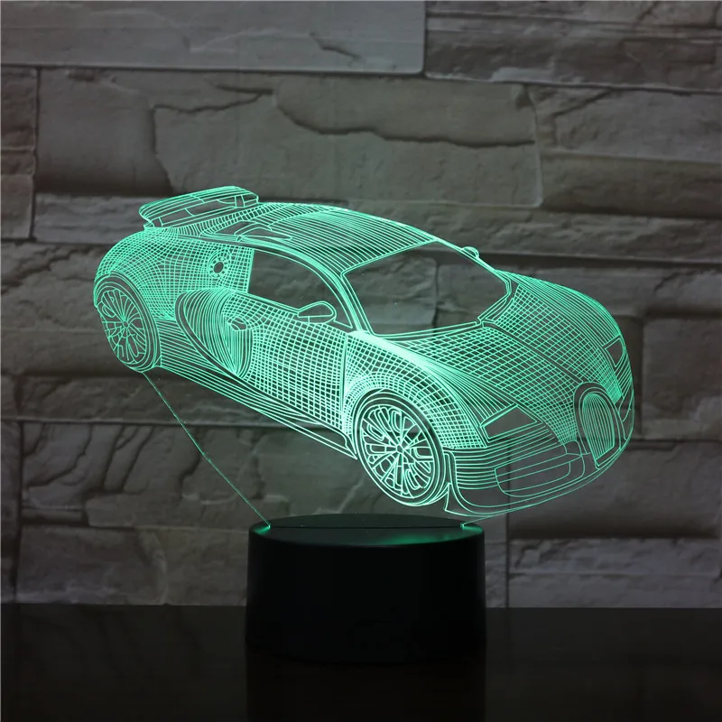 Новинка 2019 3D светильник настольная лампа Luminaria крутой гоночный автомобиль
