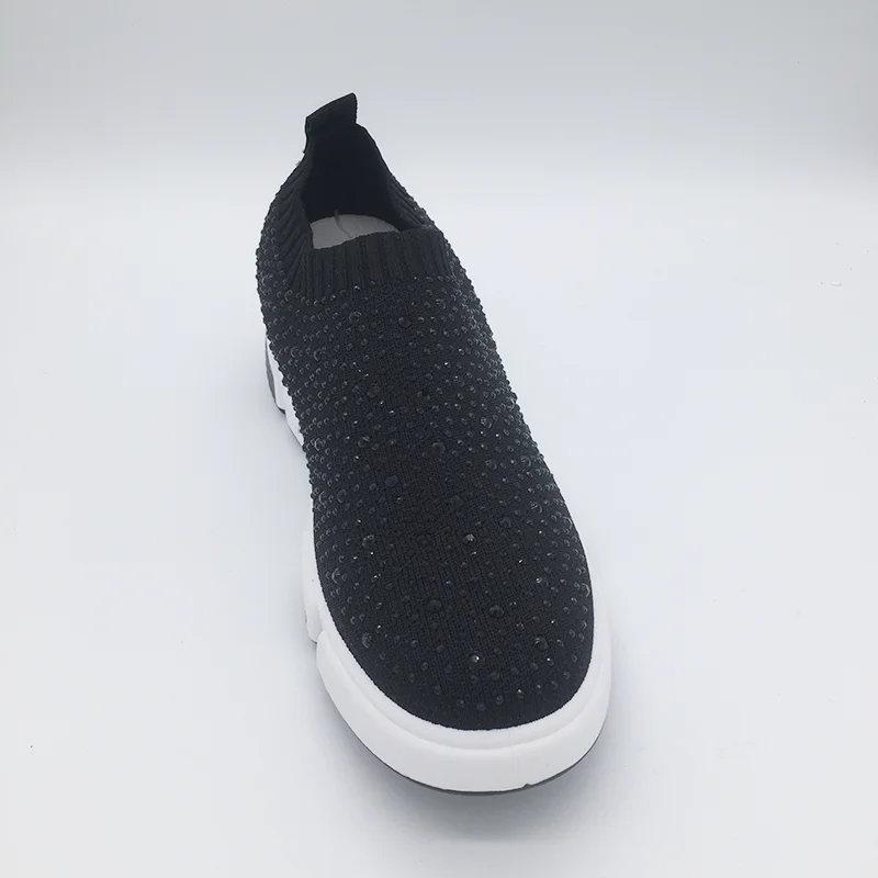 Женские кроссовки со стразами Повседневные вязаные на плоской платформе tenis feminino