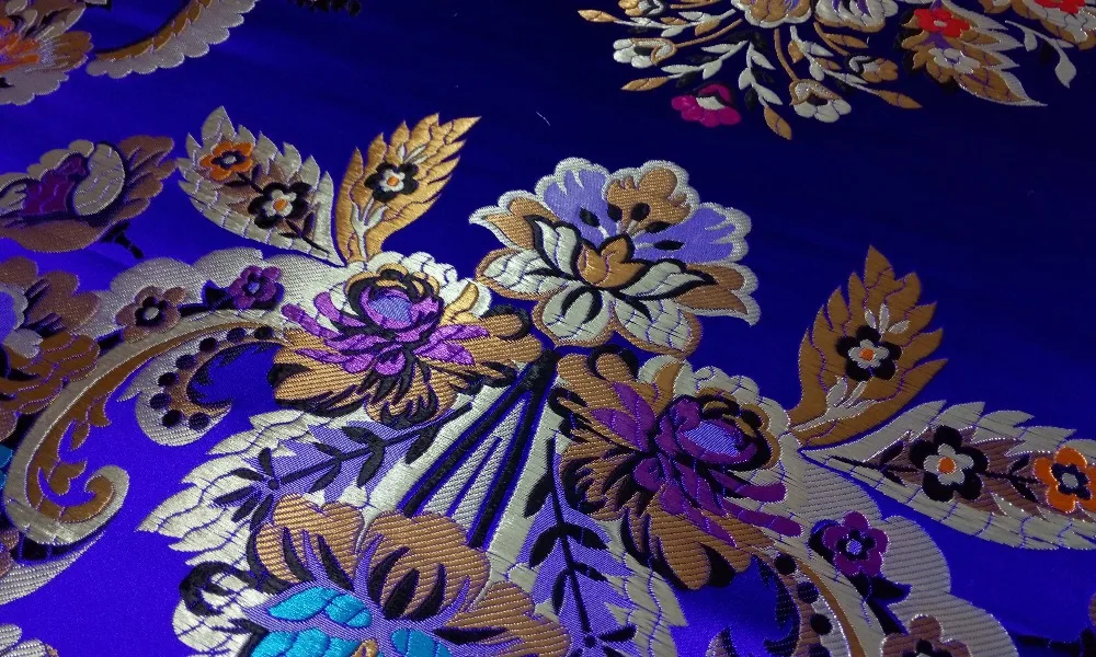 Китайская традиционная парча 75 см полиэстер сапфировый синий задник с Красным