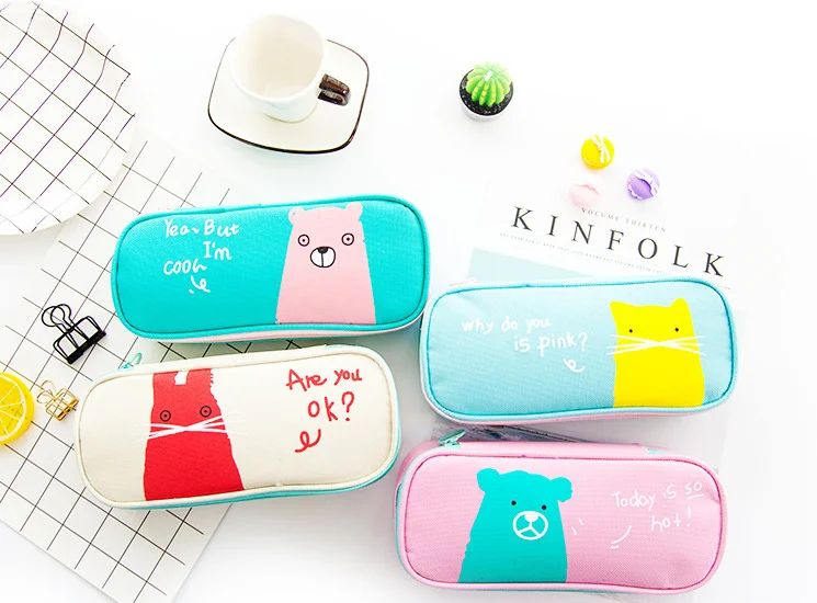 

Lovely animal large capacity Pencil Case Simple pencil bag Storage Organizer Bag for boy girl study gift School Supply Escolar