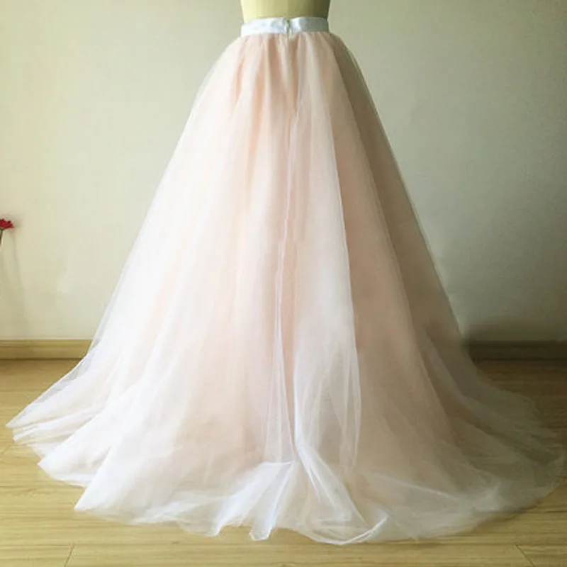 

Vintage Blush Pink Tulle Skirt Floor Length Long Women Skirt Wedding Bridesmaid Maxi Skirts Custom Made Saia Jupe faldas