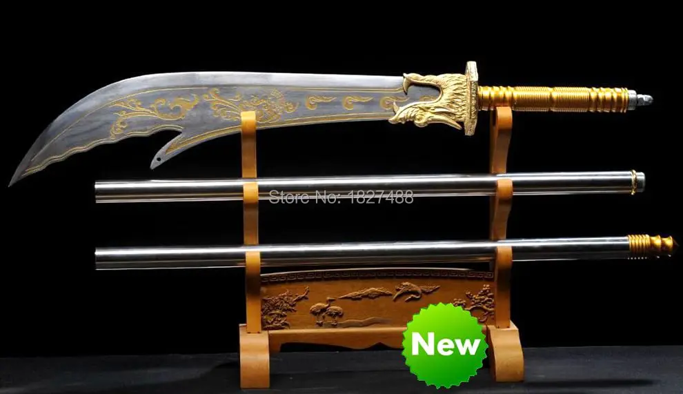 Длинная стальная ручка Китайский Меч сабель Wushu из искусственной кожи|Мечи| |