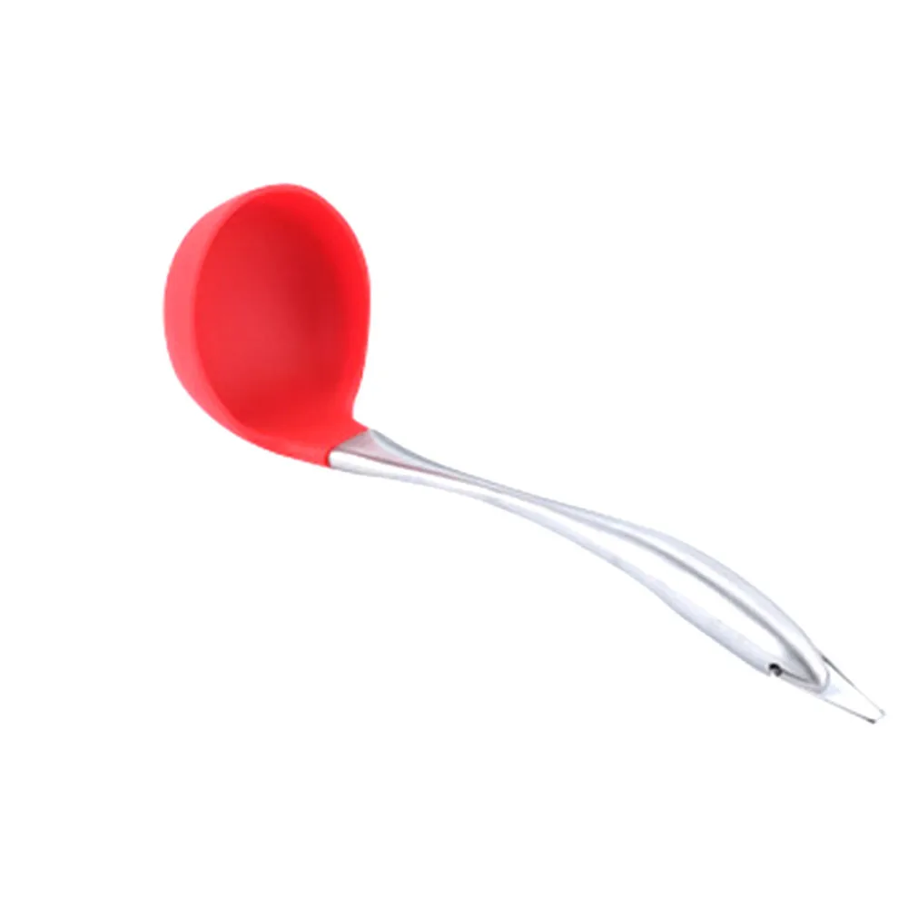 Нержавеющая сталь Ручка китайский стиль пищевой силикон суповые ложки ковш