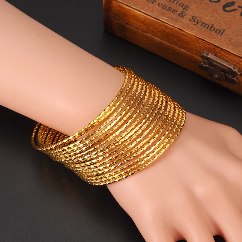 Bangrui Африканский Дубай Свадебный золотой цвет очаровательные браслеты для