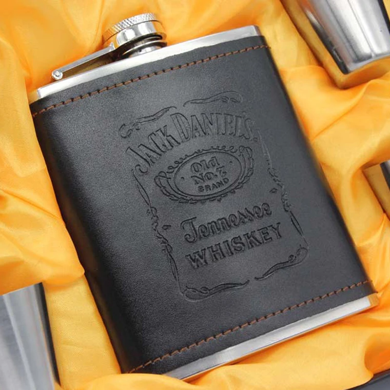 1 компл. 8 унций нержавеющая сталь кожа Фляжка наборы виски Jagermeister Алкоголь бутылка для вина для ликера фляга Petaca напиток кружка+ коробка