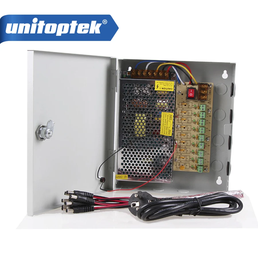 Блок питания 12 V 10A блок ccd камеры видеонаблюдения DC 9 порт + косичка|box cctv|power supply