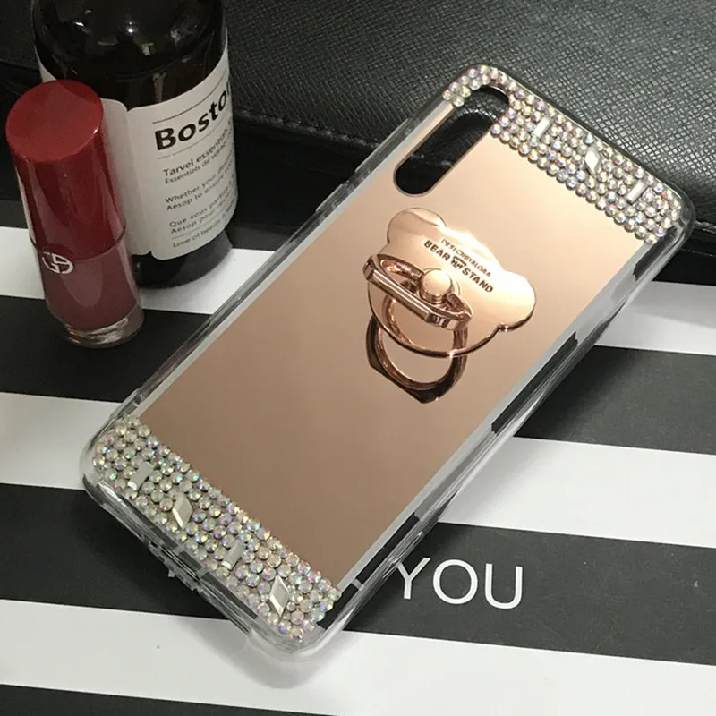 Зеркальный чехол со стразами для Huawei P20 honor 9 10 7a pro mate 20 lite P10 P smart plus Y5 Y6 Y7 Prime Y9 2018