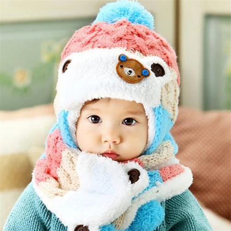 Теплые зимние детские шапочки и шарф, комплект из 2 предметов, повседневные теплые детские шапочки Skullies Beanies, теплые шапки, детские шапки для мальчиков и девочек