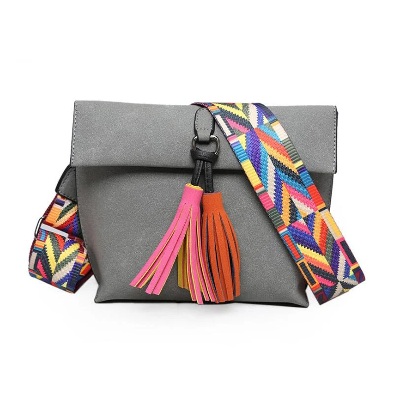 50 шт./лот новая женская сумка мессенджер с кисточкой сумки через плечо для