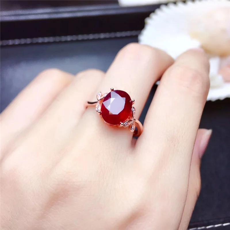 Женские кольца с натуральным Рубином 8 х10 мм 925 карата серебро 416 пробы | Украшения