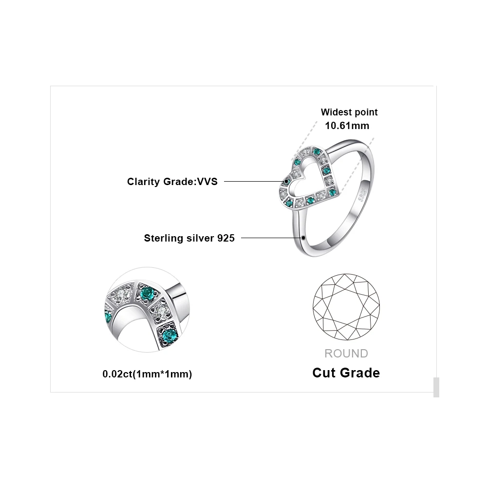 Женское кольцо с искусственным Изумрудным сердцем JewelryPalace серебро 925 пробы 0