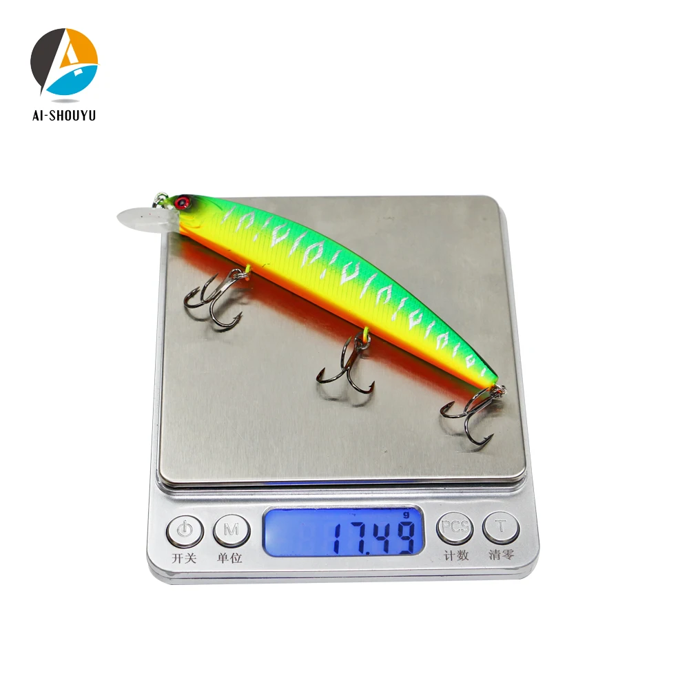 AI SHOUYU 1pc New Artificial Fishing Lure Hard Minnow Bait 105mm 17g with 3 Treble Hook Suspending 0.5 1.0m Depth|Наживки для рыбной
