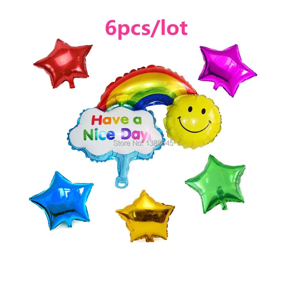 Смешанный дизайн 6 шт./лот воздушные шары из фольги радужные Звездные Festa для дня