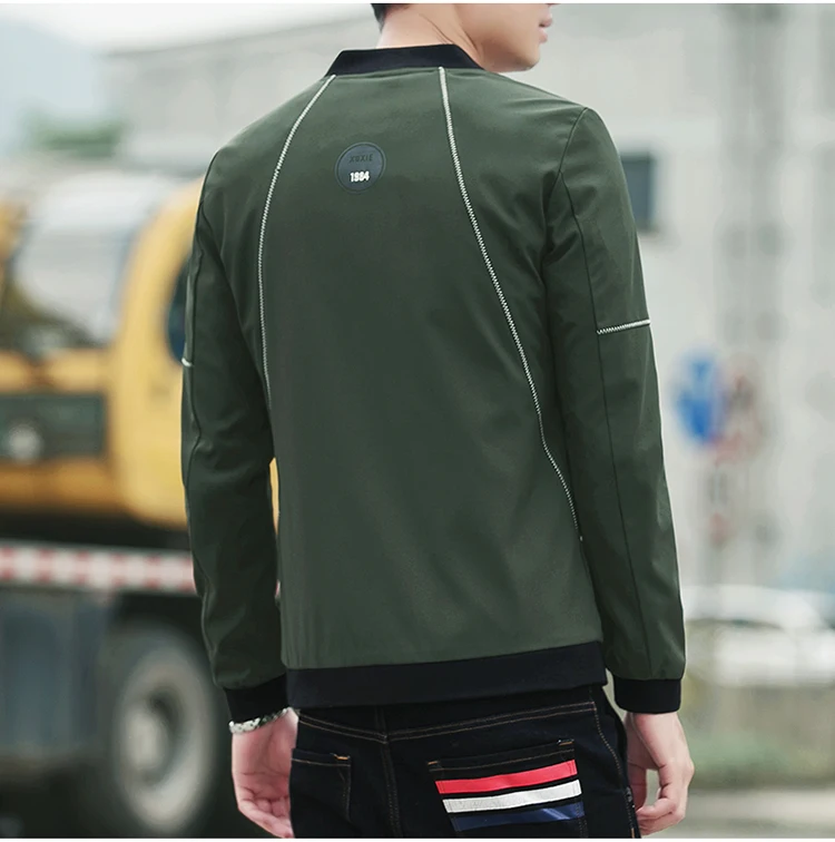

Hot Sale New Spring Autumn Men's Jackets Thin Solid Fashion Coats Male Casual Slim Stand Collar Bomber Jacket Men Overcoat 5XL