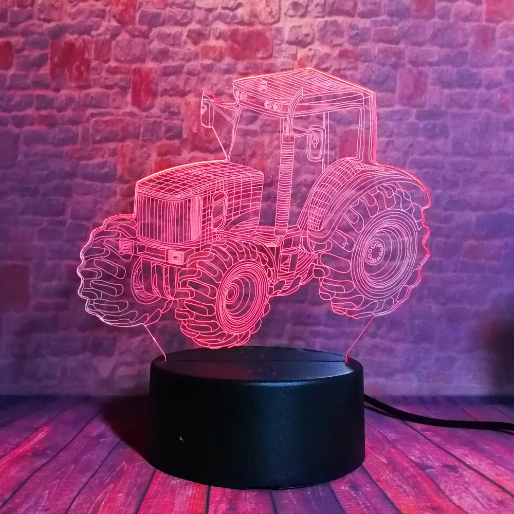 Креативный 3D динамический трактор автомобиль 7 цветов изменение цвета USB