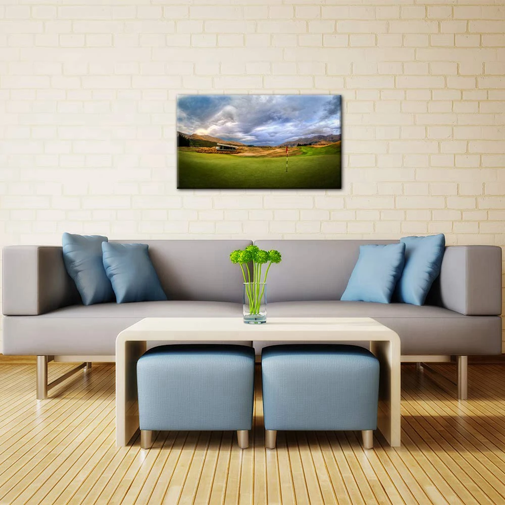

Modern Golf Course Landscape Canvas Painting Wall Art Artwork Sun Photo HD Prints Home Office Room Gym Lobby Wall Decor Dropship