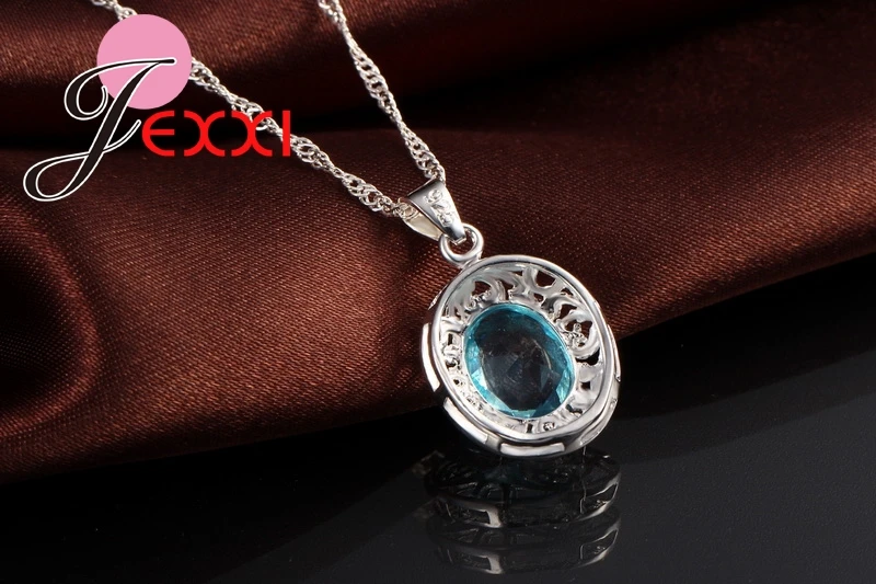 

Top Quality Wedding Jewelry for Brides 925 Sterling Silver Blue CZ Zircon Earrings+ Ring+Necklace Bridal Jewelry Sets