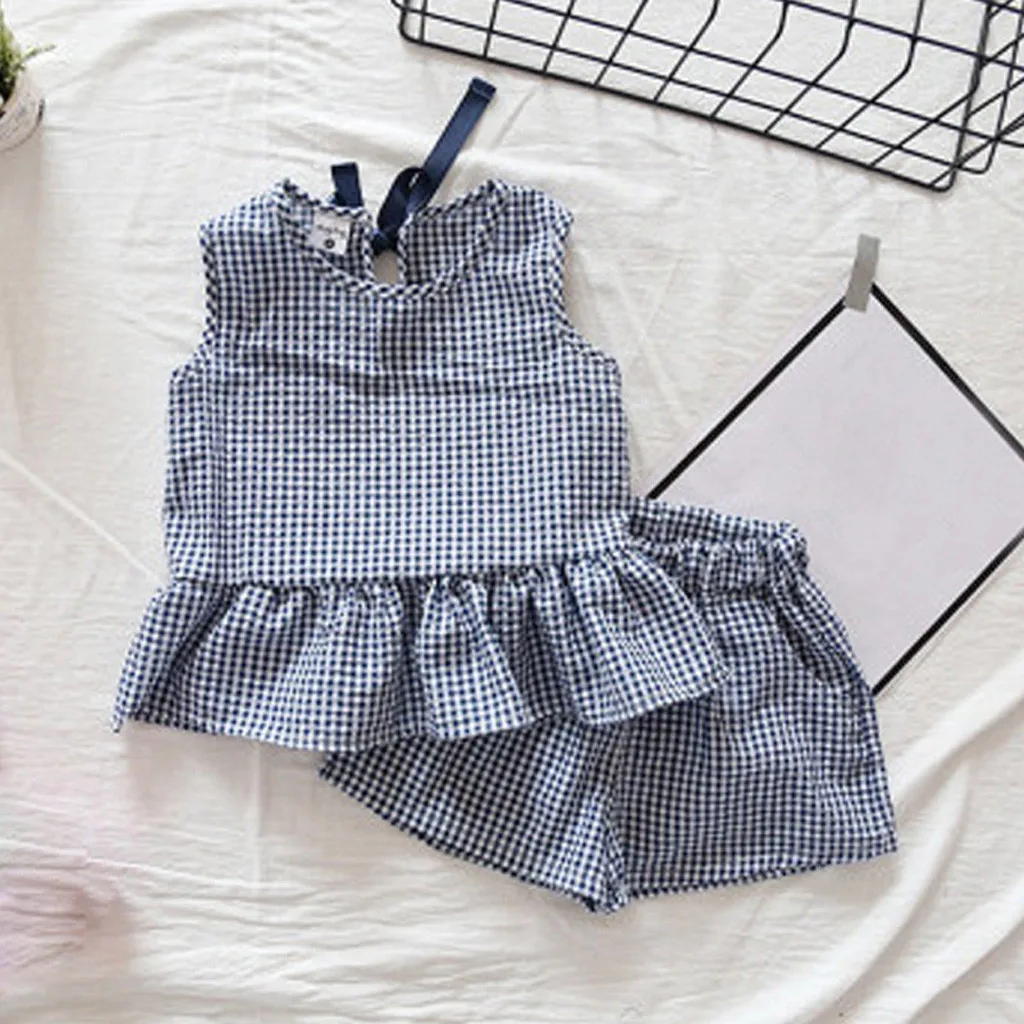 Perimedes/Лидер продаж комплект одежды для маленьких девочек roupas infantis menina клетчатый