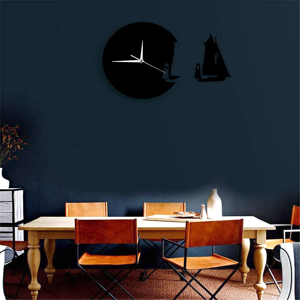 Настенные часы с изображением яхты современный дизайн настенные морским