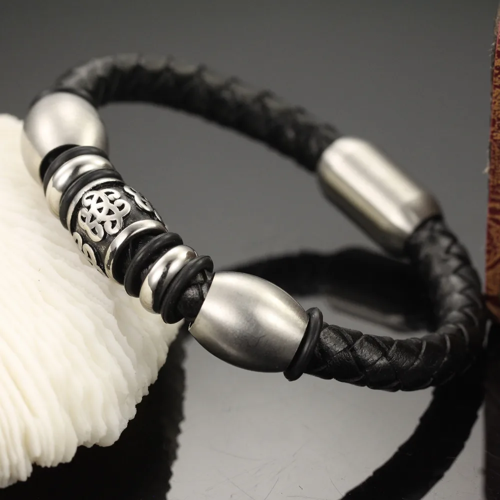 Ouriner Пояса из натуральной кожи трикотажные Браслеты Винтаж Нержавеющая сталь