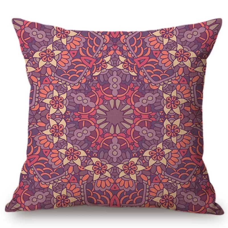 Розовая, зеленая, синяя, фиолетовая, модная наволочка с изображением мандалы, дивана, подушки, украшение для дома, хлопковая, льняная, Цветочная, Геометрическая наволочка