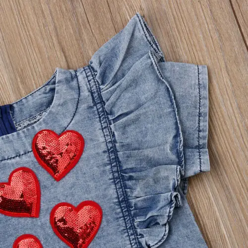 Платье для маленьких девочек детское летнее платье из джинсовой ткани с 3D