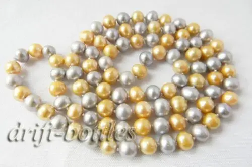 

32'' Gray Champagne Round Freshwater Pearl Necklace
