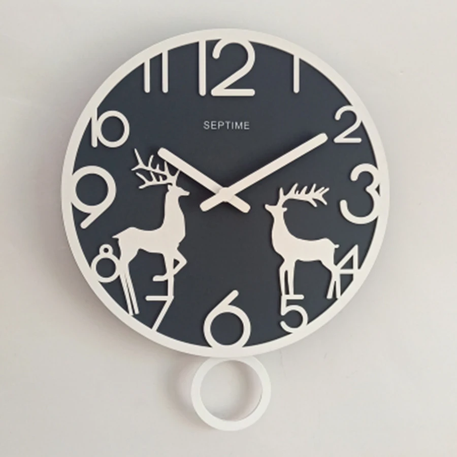 Single Side Wood Art Wall Clock Creative Modern A Watch Living Room Decoration Mute Saat Home AccessoriesB1035 | Дом и сад