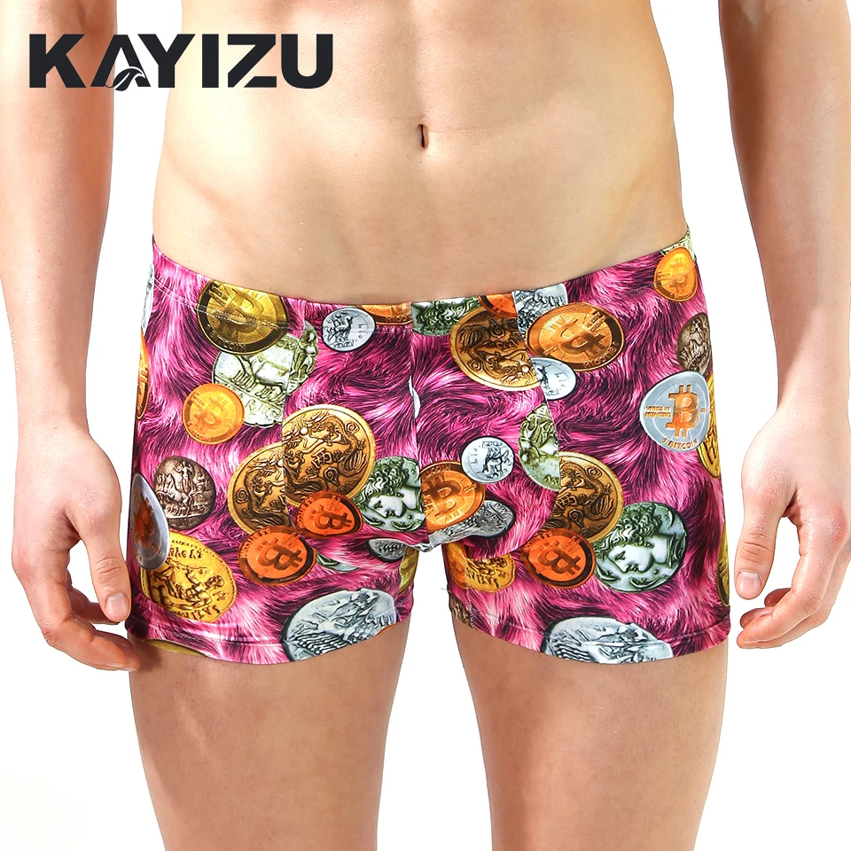 KAYIZU 4 шт./лот мужские нижние трусы с принтом в виде монет боксеры Los Hombres Boxeador