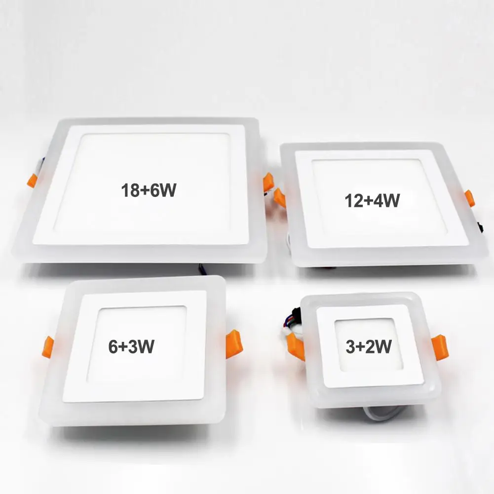 

New Dual Color Acrylic LED Recessed Ceiling Panel Down Lights For Indoor Office AC85-265V Spot Lamp Round Square White/Blue