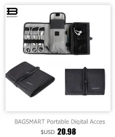 Сумка для электронных аксессуаров BAGSMART, сумка для телефона, зарядное устройство, Дата-кабель, SD карта, USB для путешествий, органайзер, помещается в чемодан