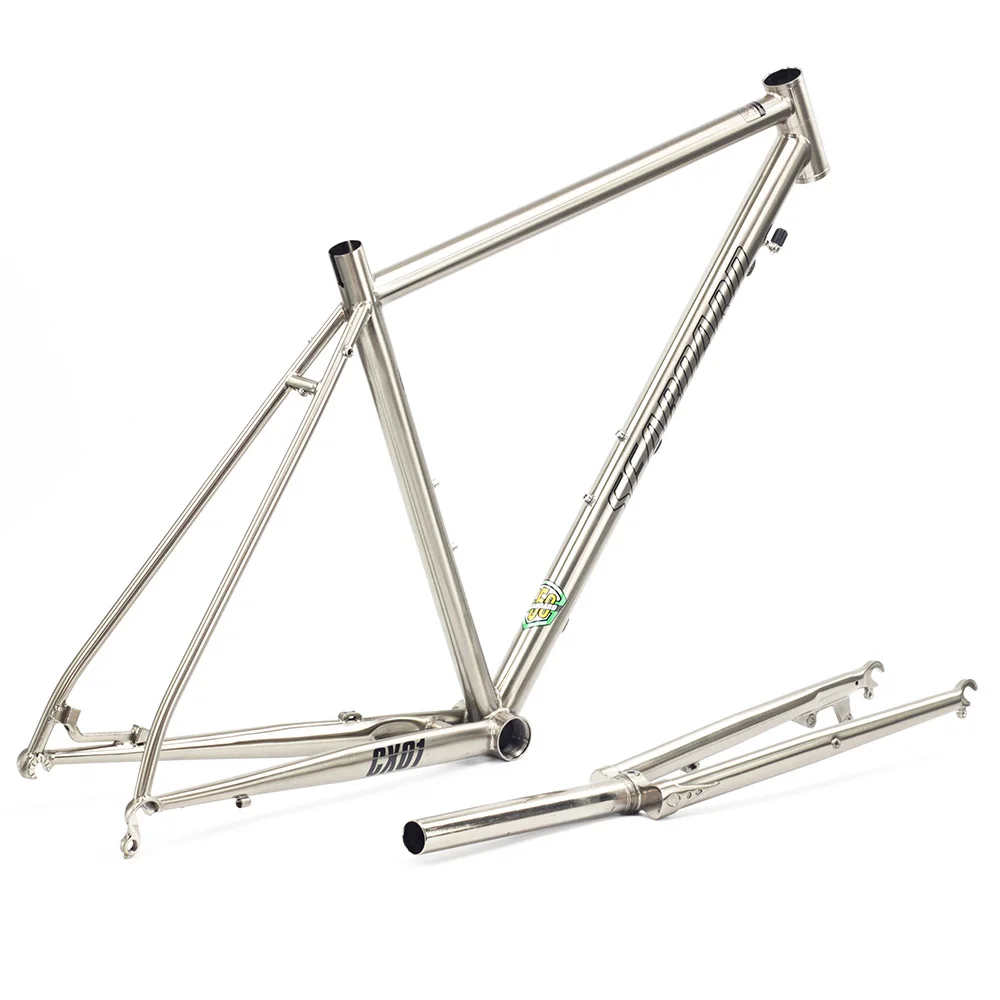 SEABORAD хромированная дорожная велосипедная Рама с вилкой 700C Classic Cyclocross Cr-mo Frameset дисковый тормоз гравий термообработка стальная рама вилки - Цвет: new silver 53cm