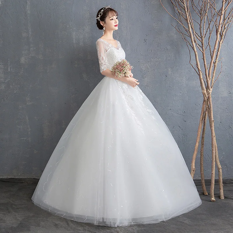 Романтическое Элегантное свадебное платье принцессы с V-образным вырезом