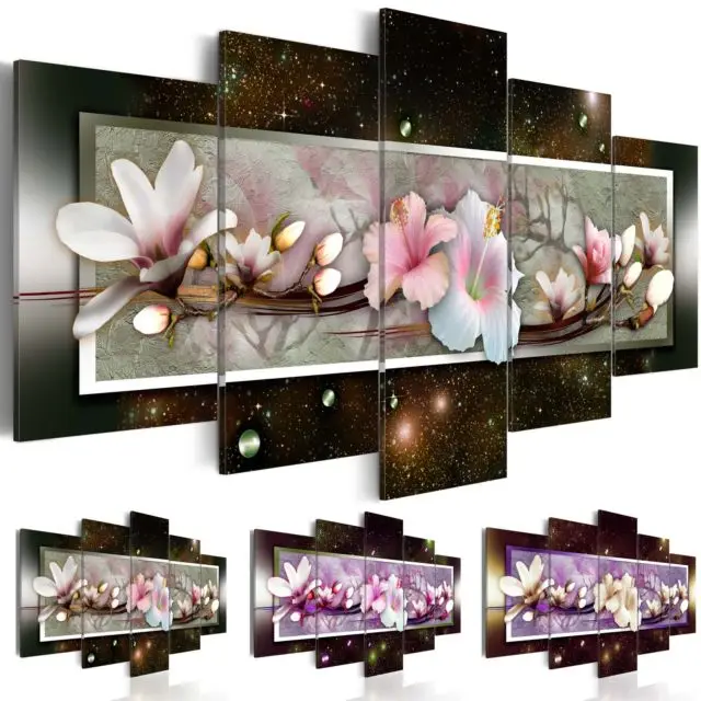 

Modern Abstract Flowers Home Decor Magnolia Flowers Decorative Oil Painting on Canvas Wall Art Picture for Living Room(No Frame)