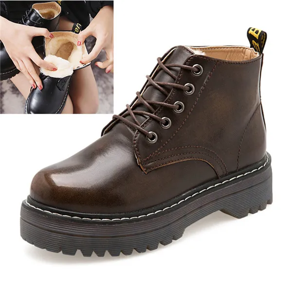 Женские ботинки martens scarpe donna; женские Ботинки martin; botines mujer; ботильоны; женские теплые зимние ботинки на меху с градиентом - Цвет: warm brown