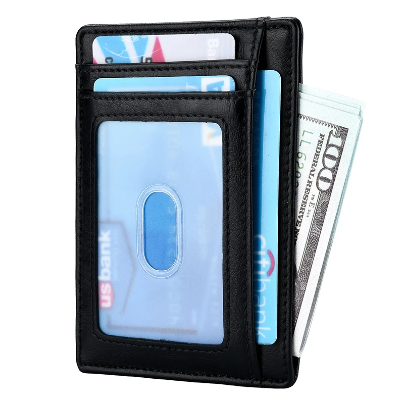 KEEBREAK Анти RFID мужской кошелек кожаный держатель для карт мужские тонкие кошельки черный маленький короткий кошелек бумажник, кошелек vallet