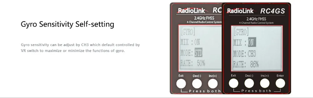 Радиоприемник rdiolink RC4GS 2,4G 4CH Автомобильный контроллер передатчик+ R6Fg гироскоп внутри приемника для радиоуправляемого автомобиля лодки(расстояние 400 м